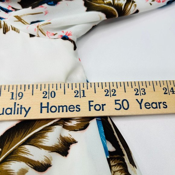 Entro Blouse Womens Small, Medium, Large Off Shoulder Feathers Hibiscus Spring - Picture 13 of 16